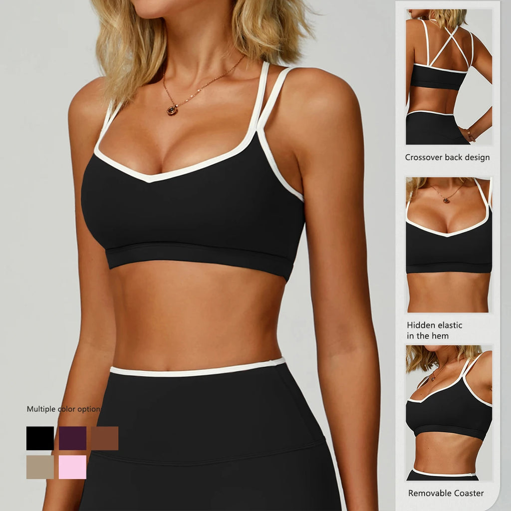 KAVRA Cross Back Sports Bra – Shockproof, Breathable & Anti-Sweat Crop Top