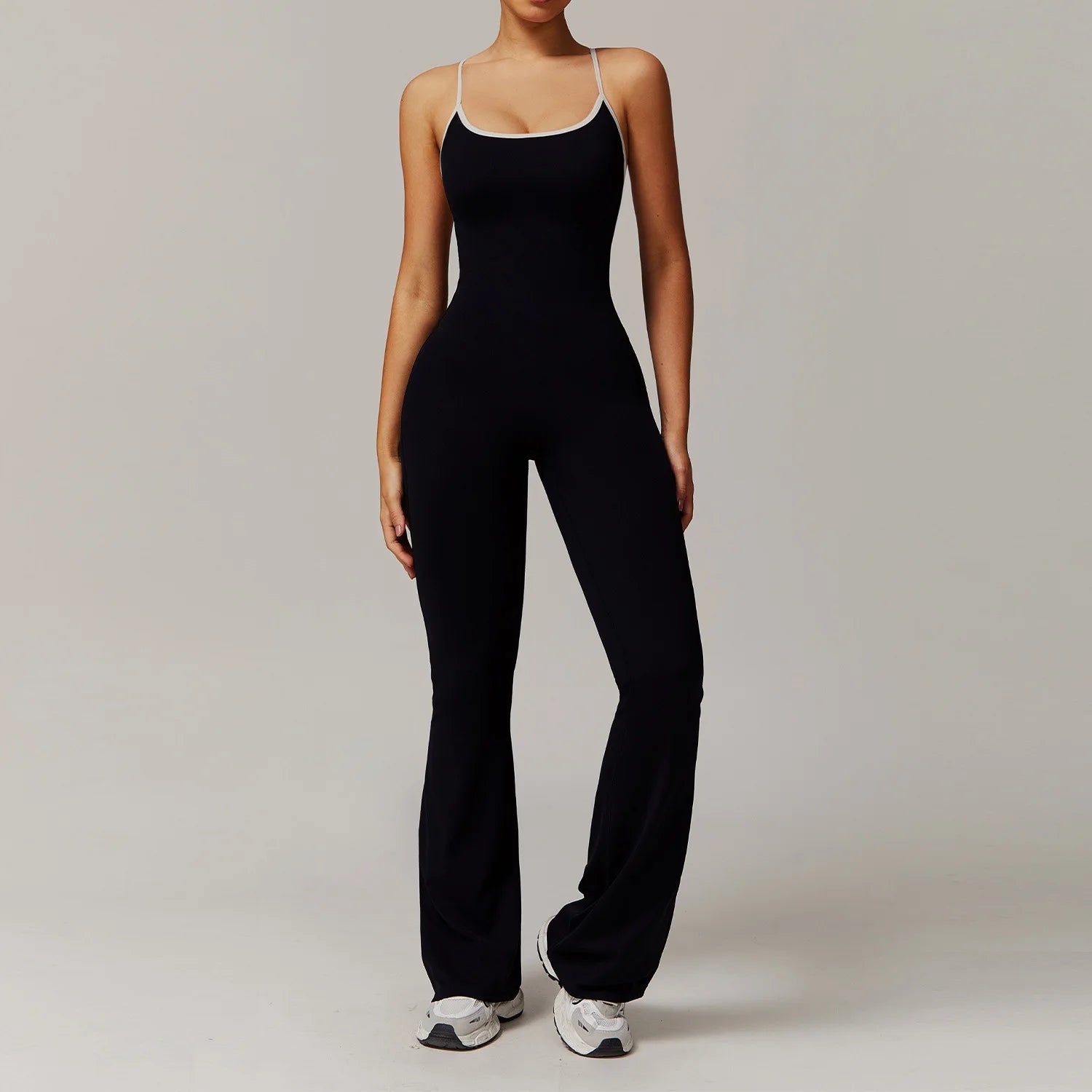 KAVRA V-Back Jumpsuit – Women’s One-Piece Sports Suit | Backless Yoga & Workout Wear | Sleeveless Athletic Overalls for a Sleek, Comfortable Fit